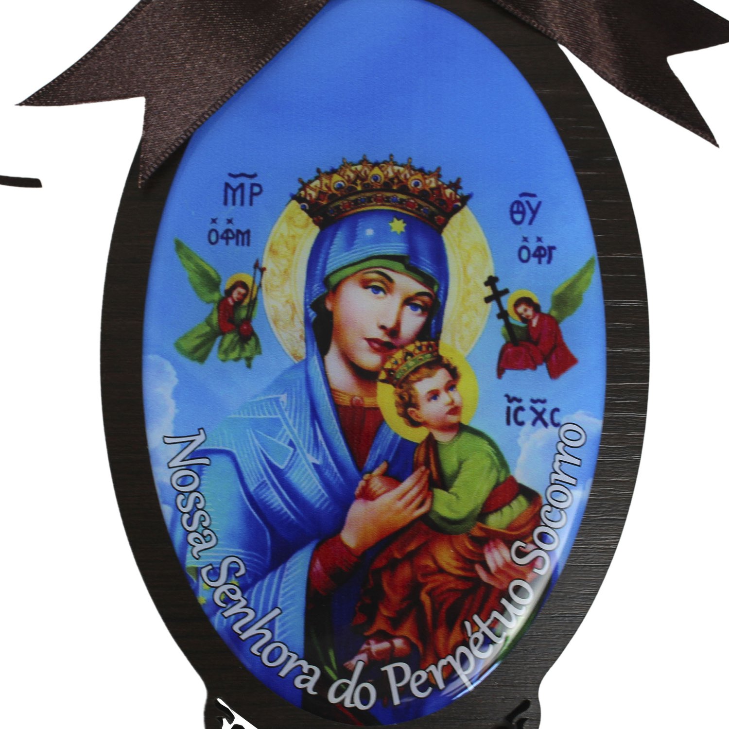 Adorno Oval Nossa Senhora do Perpétuo Socorro em MDF