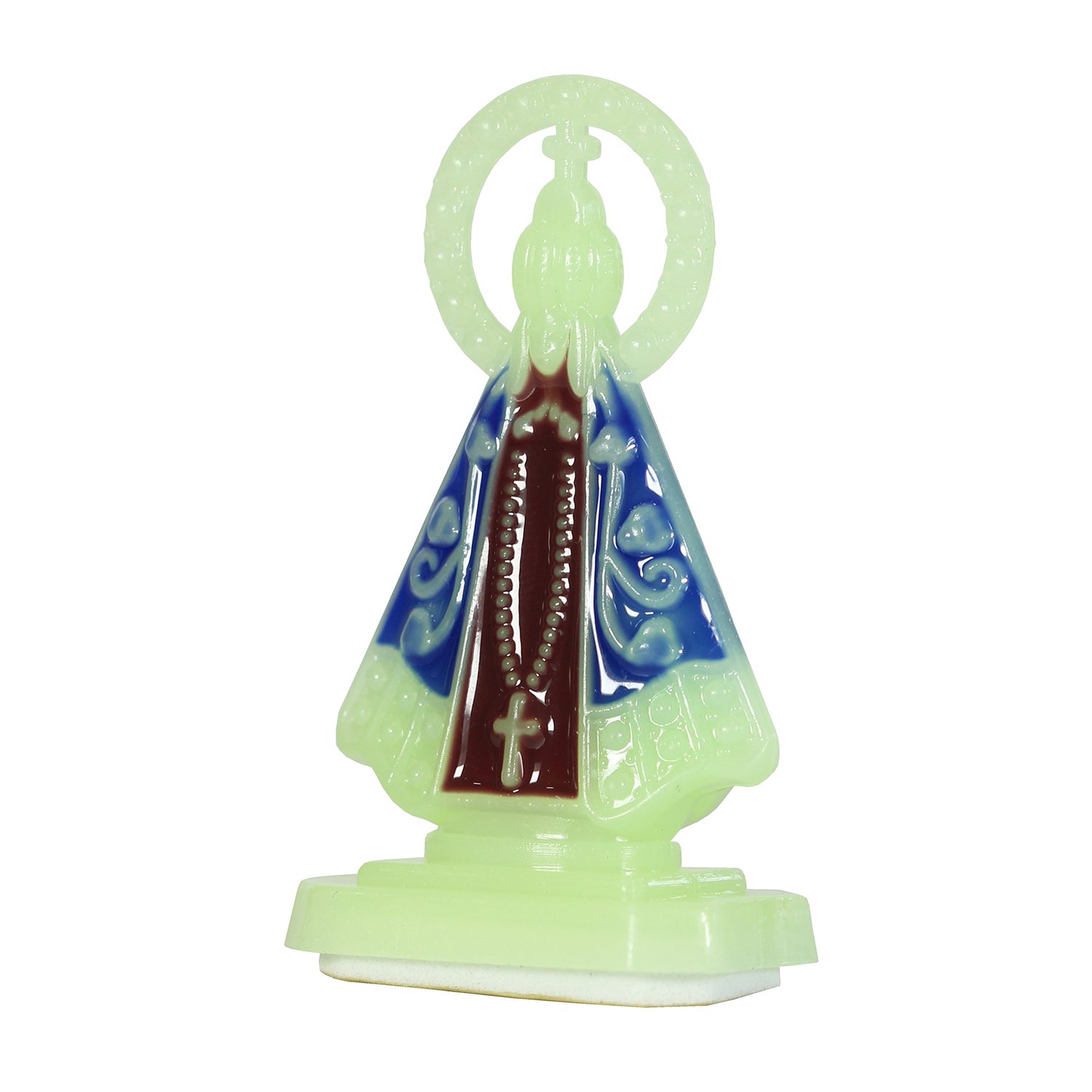 Enfeite de Nossa Senhora Aparecida Color Carro Fosforescente Autocolante - 5,5 cm
