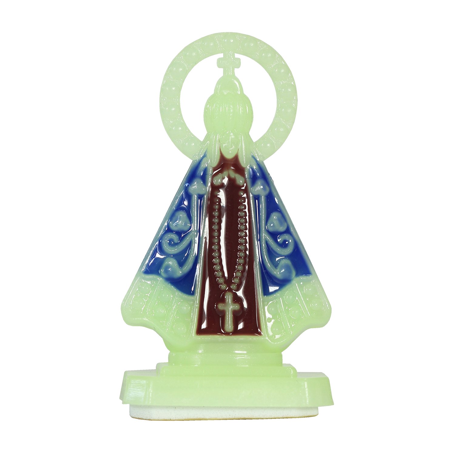 Enfeite de Nossa Senhora Aparecida Color Carro Fosforescente Autocolante - 5,5 cm