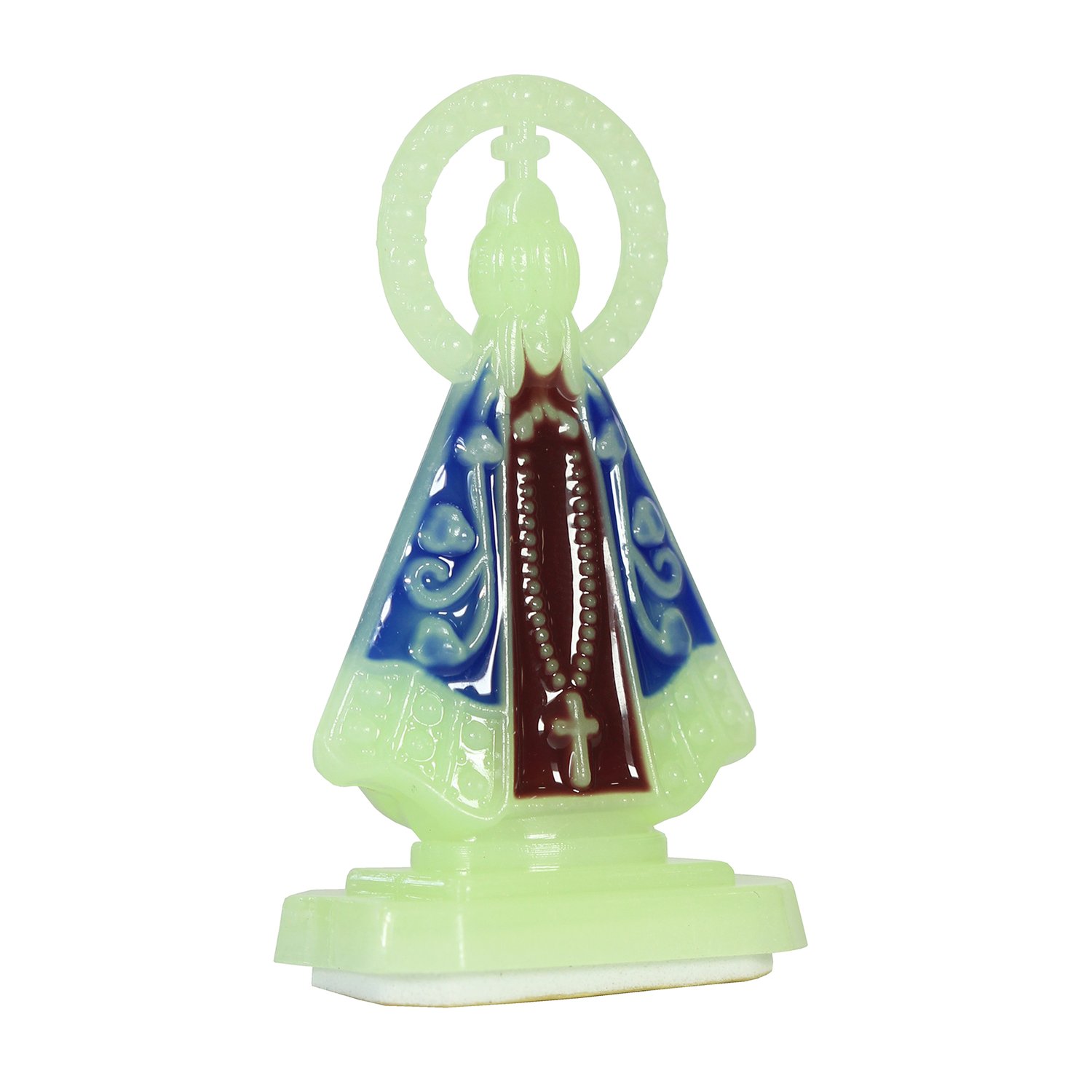 Enfeite de Nossa Senhora Aparecida Color Carro Fosforescente Autocolante - 5,5 cm