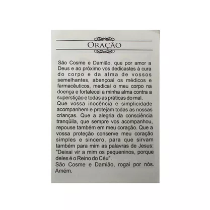 100 unid - Folheto Oração São Cosme e Damião
