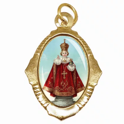 100 Unidades - Medalha Chapa Menino Jesus da Praga