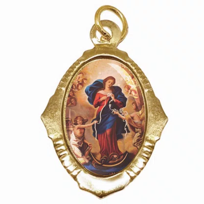 100 Unidades - Medalha Chapa Nossa Senhora Desatadora dos Nós