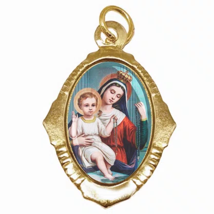 100 Unidades - Medalha Chapa Nossa Senhora do Rosário