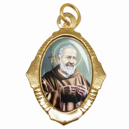 100 Unidades - Medalha Chapa Padre Pio