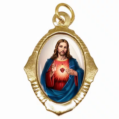 100 Unidades - Medalha Chapa Sagrado Coração de Jesus