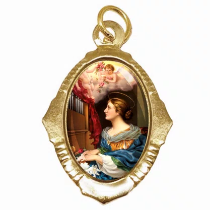 100 Unidades - Medalha Chapa Santa Cecília