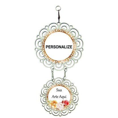 12 unid - Adorno Porta Personalizado Mandala Flor Madeira 2 Medalhas