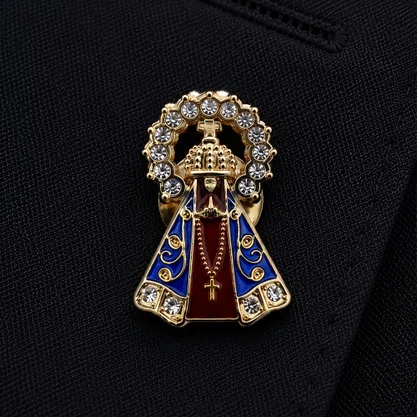 12 unid - Bóton de Nossa Senhora Aparecida Strass - 2,5 cm