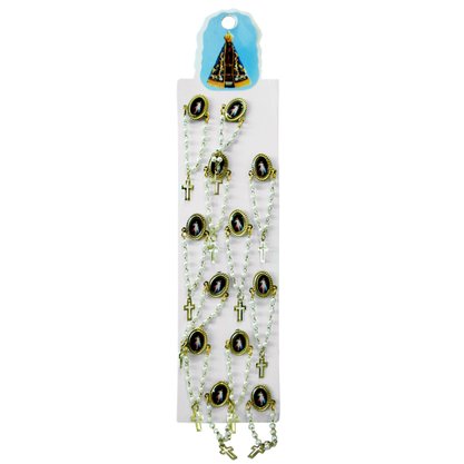 12 unid - Bóton Jesus Misericordioso Oval Terço Pérola
