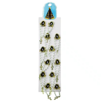 12 unid - Bóton Jesus Misericordioso Oval Terço Pérola