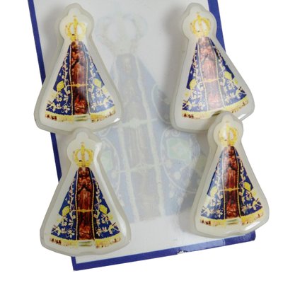12 unid - Boton Nossa Senhora Aparecida Corpo Cristal