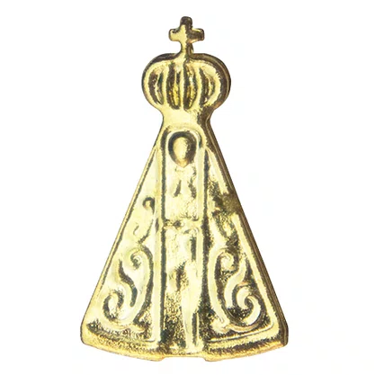 12 Unid - Boton Nossa Senhora Aparecida Dourado G