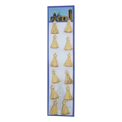 12 Unid - Boton Nossa Senhora Aparecida Dourado G