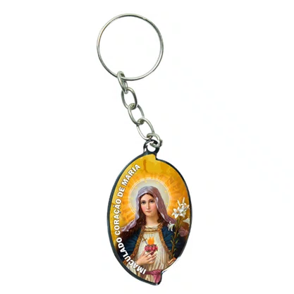12 Unid - Chaveiro Chapa Aba Imaculado Coração de Maria