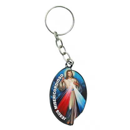 12 Unid - Chaveiro Chapa Aba Jesus Misericordioso