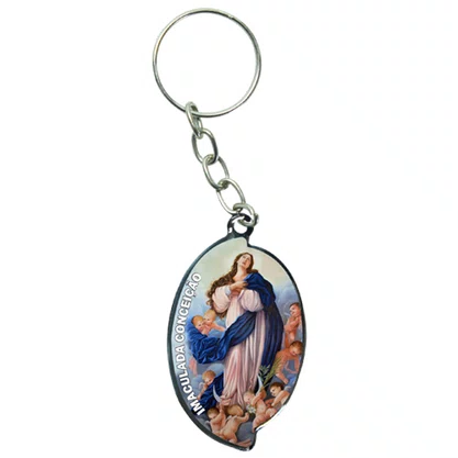 12 Unid - Chaveiro Chapa Aba Nossa Senhora da Imaculada Conceição