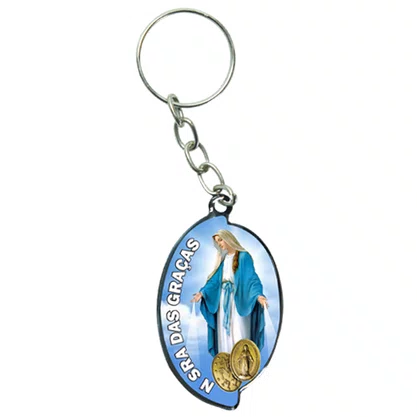 12 Unid - Chaveiro Chapa Aba Nossa Senhora das Graças