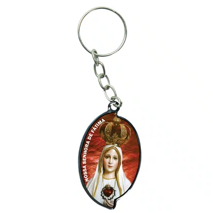 12 Unid - Chaveiro Chapa Aba Nossa Senhora de Fátima Fundo Vermelho