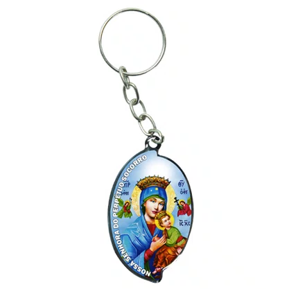 12 Unid - Chaveiro Chapa Aba Nossa Senhora do Perpétuo Socorro