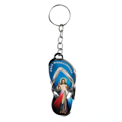 12 Unid - Chaveiro Chapa Chinelo Jesus Misericordioso 