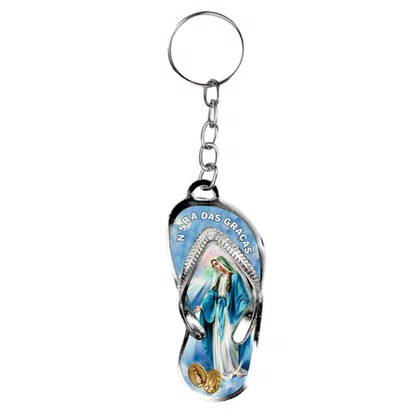 12 Unid - Chaveiro Chapa Chinelo Nossa Senhora das Graças