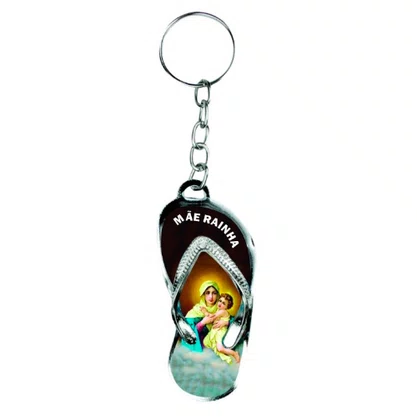 12 Unid - Chaveiro Chapa Chinelo Nossa Senhora Mãe Rainha