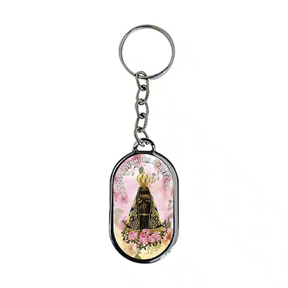 12 Unid - Chaveiro Chapa Nossa Senhora Aparecida Flores