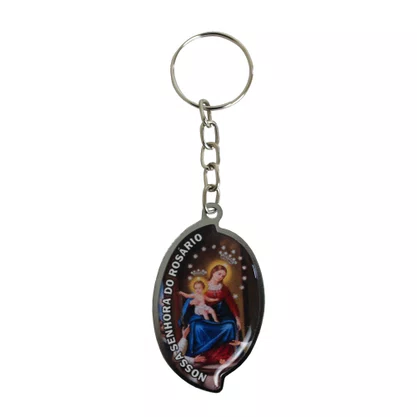 12 unid - Chaveiro Chapa Oval Aba Nossa Senhora do Rosário
