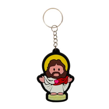 12 unid - Chaveiro Emborrachado de Sagrado Coração de Jesus