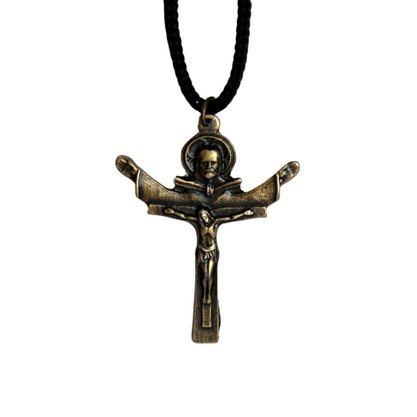 12 unid - Cordão Crucifixo Santíssima Trindade Ouro Velho