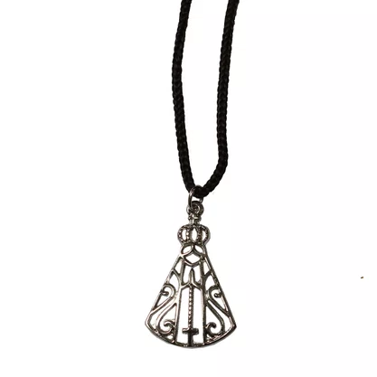12 unid - Cordão de Nossa Senhora Aparecida Corpo Vazado Prata