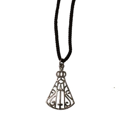 12 unid - Cordão de Nossa Senhora Aparecida Corpo Vazado Prata