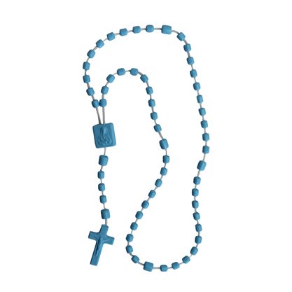 12 unid - Terço Nylon Azul Claro Leitoso G 