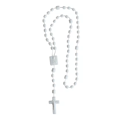12 unid - Terço Nylon Leitoso Branco G