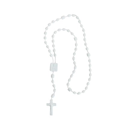 12 unid - Terço Nylon Leitoso Branco G