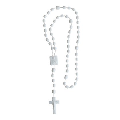 12 unid - Terço Nylon Leitoso Branco G