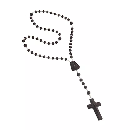 12 unid - Terço Nylon Marrom Leitoso Entremeio Sag Coração de Jesus e Nossa Senhora Aparecida 27cm