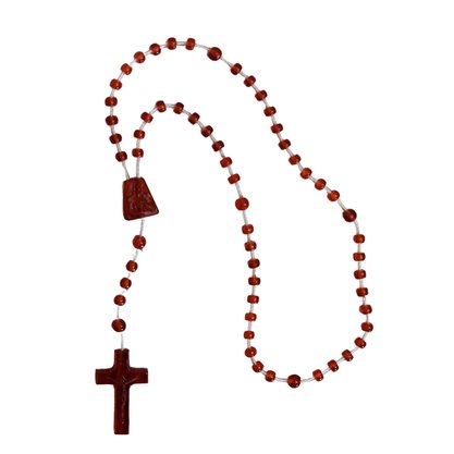 12 Unid - Terço Nylon Marrom Transparente P