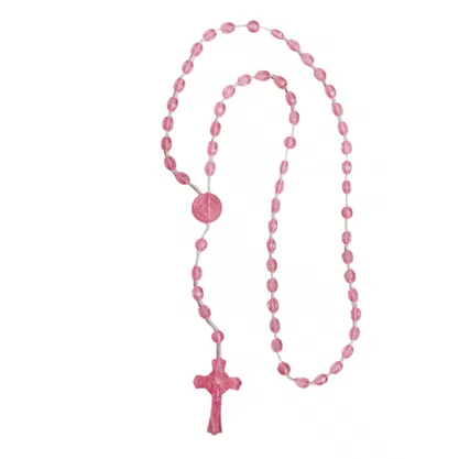 12 - Unid Terço Nylon São Bento Translúcido Rosa