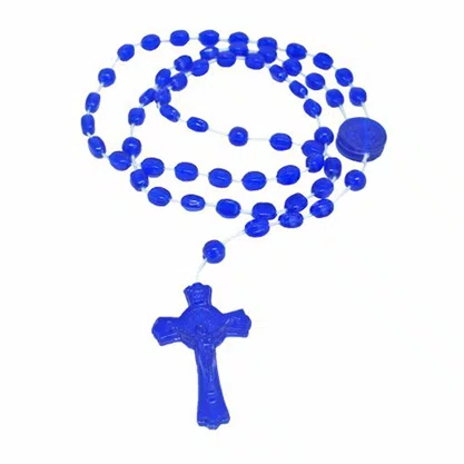 12 unid - Terço Nylon Translúcido Entremeio Sag Coração de Jesus e Nossa Senhora Aparecida  34cm