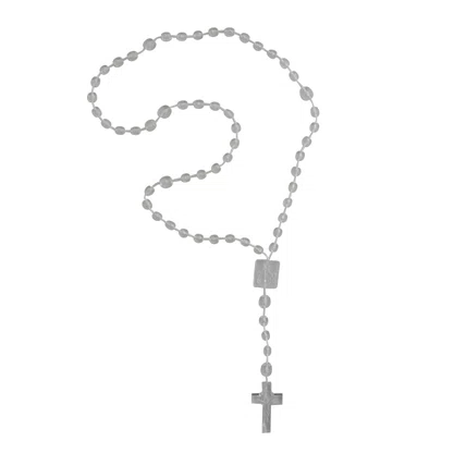 12 Unid - Terço Nylon Transparente Cristal Entremeio Sag Coração de Jesus e Nossa Senhora Aparecida 5 mm