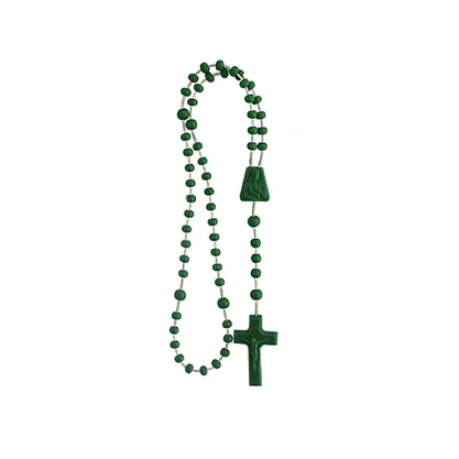 12 unid - Terço Nylon Verde Leitoso Entremeio Sag Coração de Jesus e Nossa Senhora Aparecida  27cm