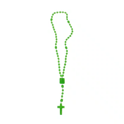 12 unid - Terço Nylon Verde Leitoso Entremeio Sag Coração de Jesus e Nossa Senhora Aparecida