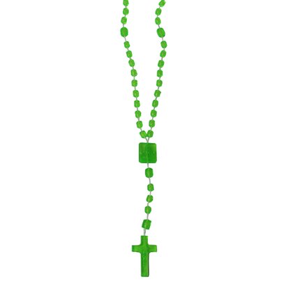 12 unid - Terço Nylon Verde Leitoso Entremeio Sag Coração de Jesus e Nossa Senhora Aparecida