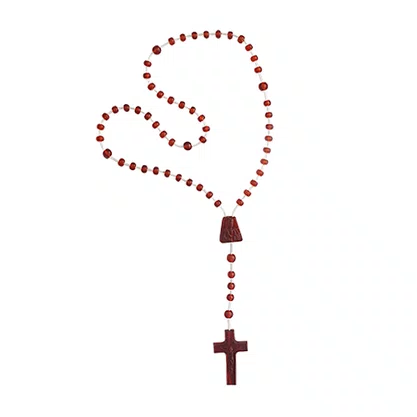 12 unid - Terço Nylon Vermelho Translucido Entremeio Sag Coração de Jesus e Nossa Senhora Aparecida  27cm