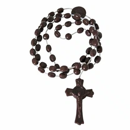 12 Unid - Terço São Bento Nylon Marrom Leitoso 40cm