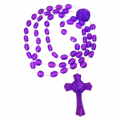 12 unid - Terço São Bento Nylon Roxo Translucido 40 cm