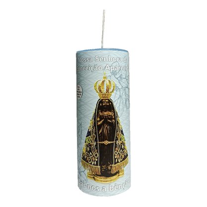 12 Unid - Vela Votiva Azul Nossa Senhora Aparecida Perfumada