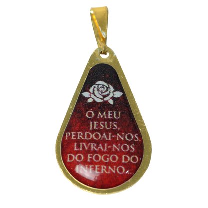 20 unid - Medalha Gota de Nossa Senhora do Imaculado de Fátima Frente e Verso